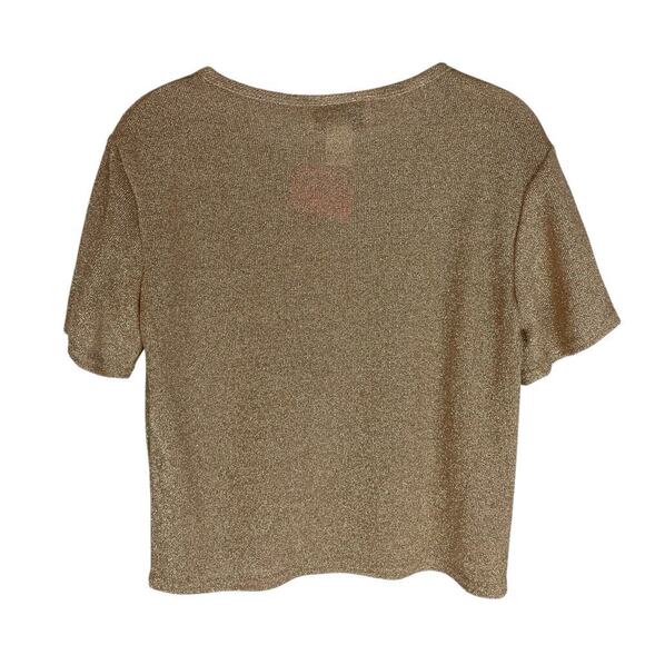 Vintage Kelly Bishop gold metallic short sleeve blouse size 8 - Picture 3 of 5